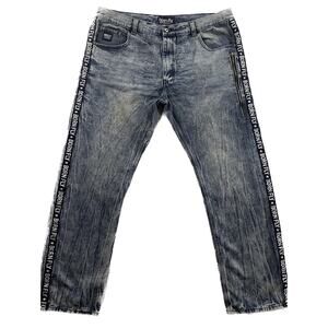 Born Fly Jeans Mens Size 44 Blue Racer Striped Straight Leg Any Town USA Denim